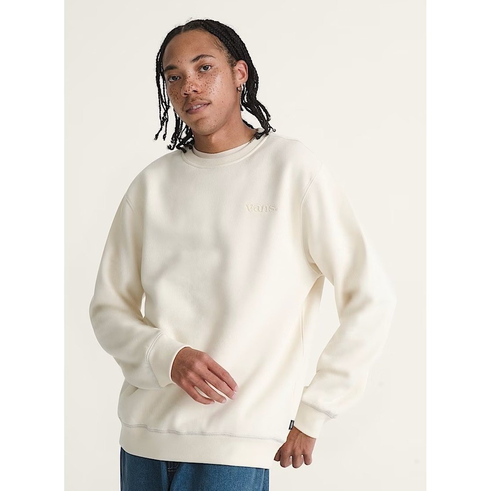 Vans 66 Crew Sweats Cream Off White Embroidered Logo Sweatshirt Mens Size Small